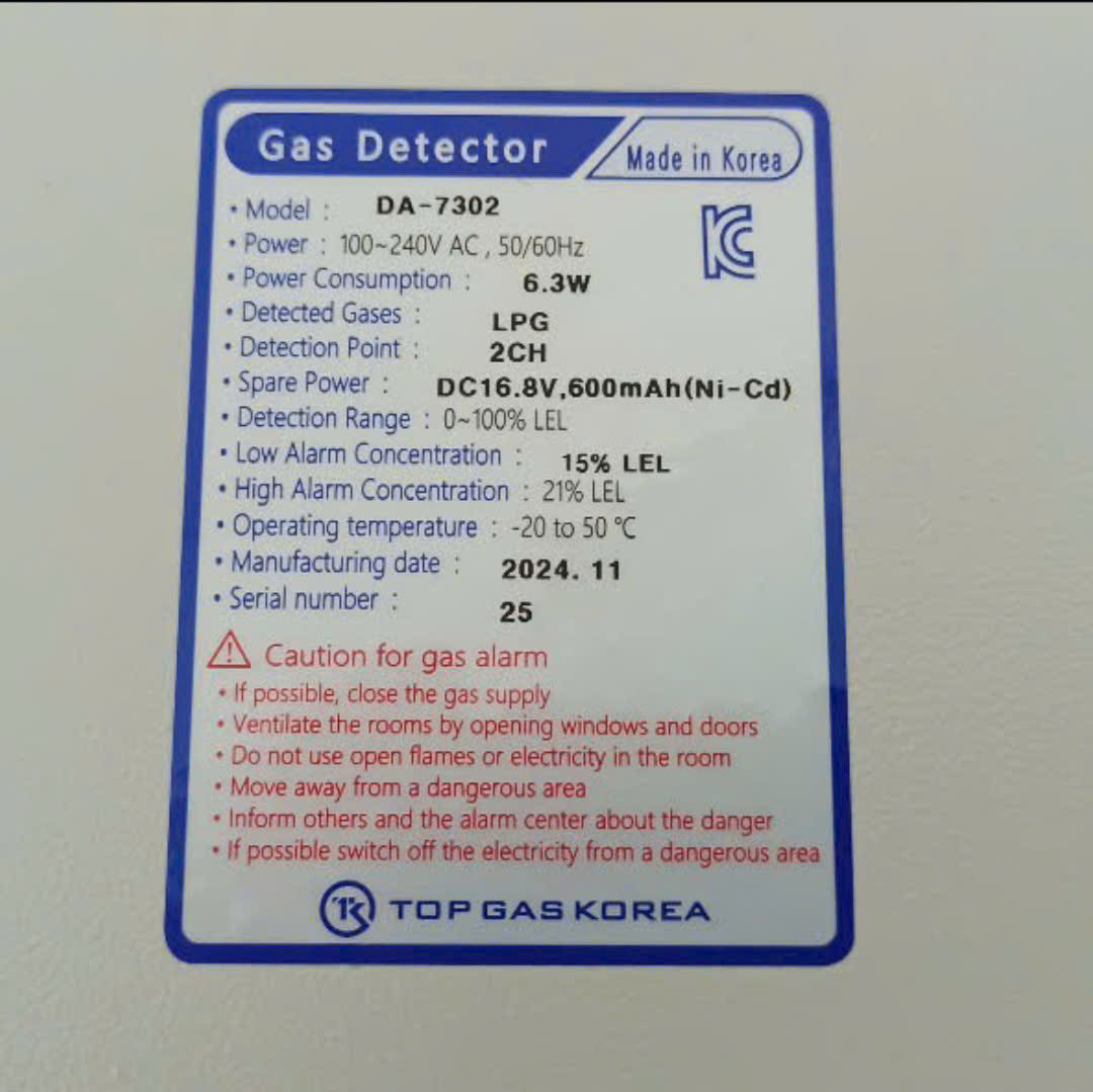 tủ báo rò gas hàn quốc DA-7302